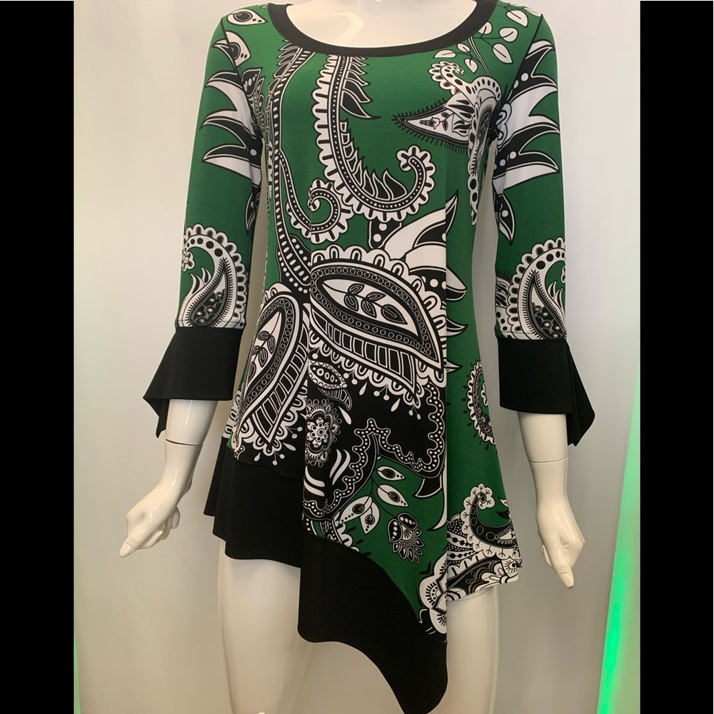 EVA VARRO SAVANNAH FLUTTER TUNIC GREEN PERL
